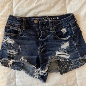 AE dark wash jean shorts